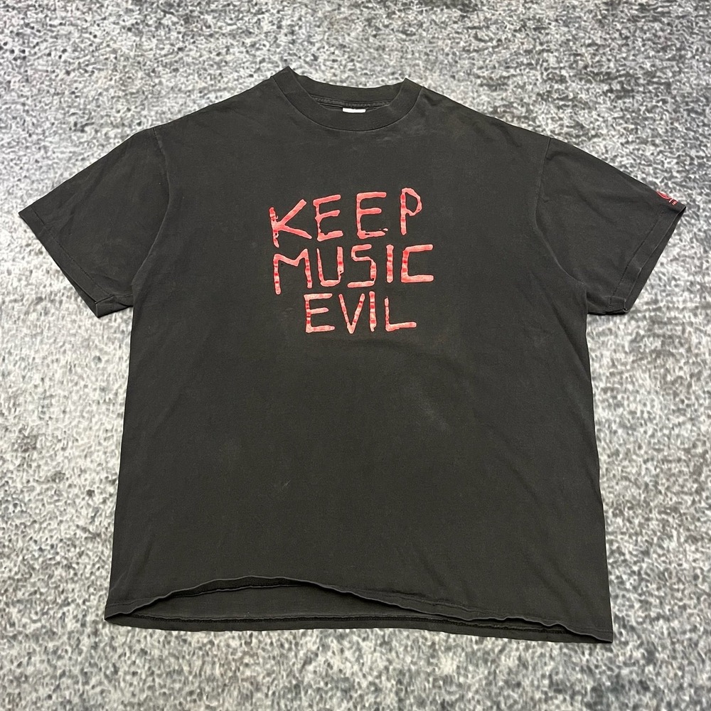 VTG The Fatima Mansions Keep Music Evil T Shirt Mens XL Black Rock Music USA 90s